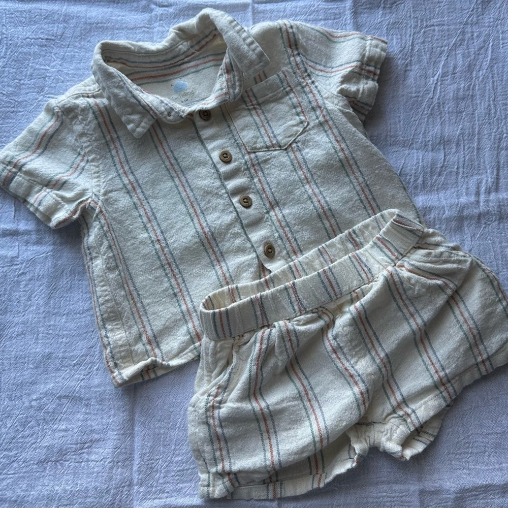 Cloud Island (Target) 0–3M Baby Boy Stripe Shirt & Shorts Set – Never Worn